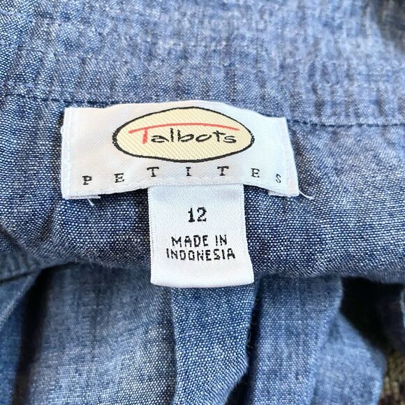 Talbots Women’s Chambray Blue Denim Tie Back Sundress 100% Cotton SZ 12 Zipper - Picture 10 of 11